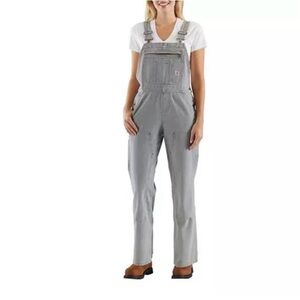 Carhartt Black and White Striped Bib Overalls